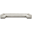 Pemberly Row 9-Piece U-Shaped Contemporary Fabric Modular Sectional in Cream