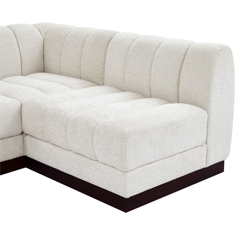Pemberly Row 9-Piece U-Shaped Contemporary Fabric Modular Sectional in Cream