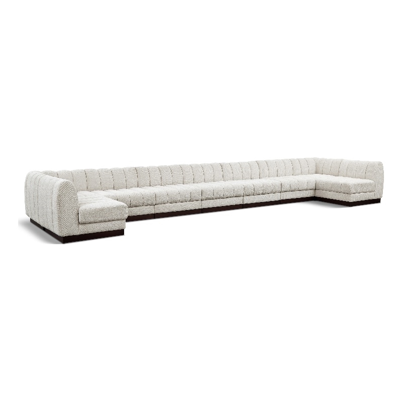 Pemberly Row 9-Piece U-Shaped Contemporary Fabric Modular Sectional in Cream