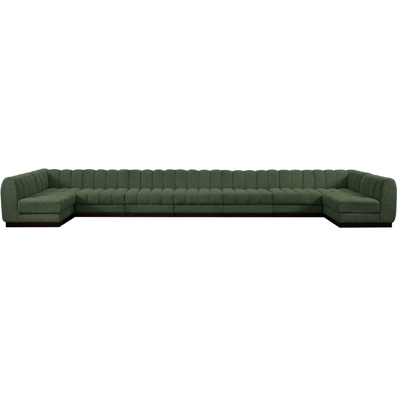 Pemberly Row 9-Piece U-Shaped Contemporary Fabric Modular Sectional in Green