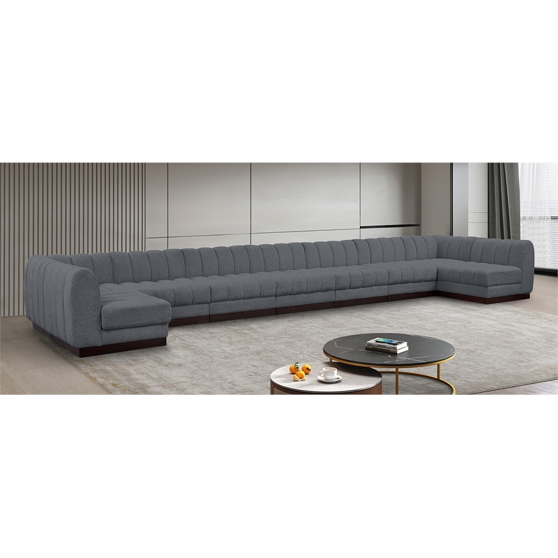 Pemberly Row 9-Piece U-Shaped Contemporary Fabric Modular Sectional in Dark Gray