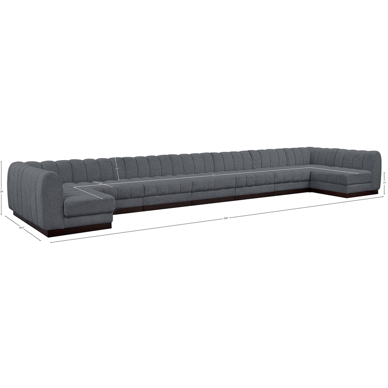 Pemberly Row 9-Piece U-Shaped Contemporary Fabric Modular Sectional in Dark Gray