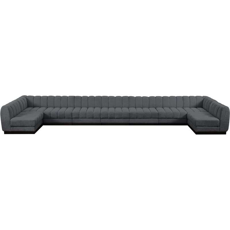 Pemberly Row 9-Piece U-Shaped Contemporary Fabric Modular Sectional in Dark Gray