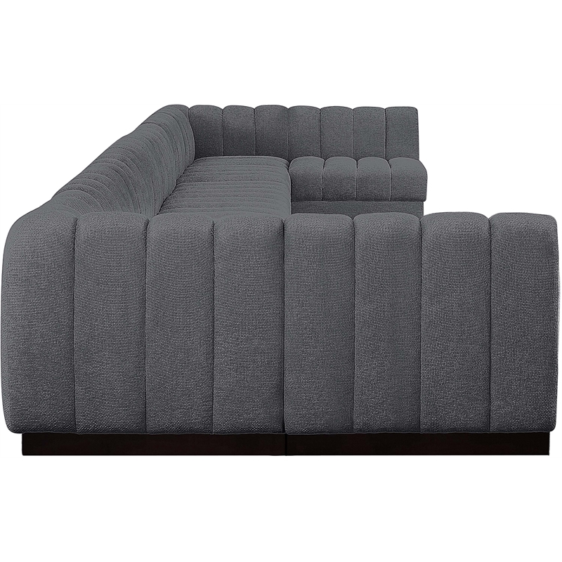 Pemberly Row 9-Piece U-Shaped Contemporary Fabric Modular Sectional in Dark Gray
