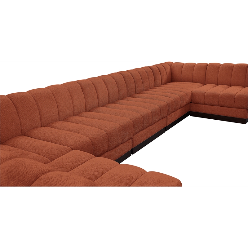 Pemberly Row 7-Piece U-Shaped Contemporary Fabric Modular Sectional in Orange