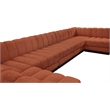 Pemberly Row 7-Piece U-Shaped Contemporary Fabric Modular Sectional in Orange