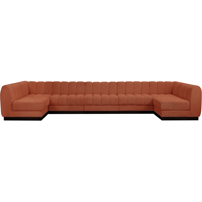 Pemberly Row 7-Piece U-Shaped Contemporary Fabric Modular Sectional in Orange