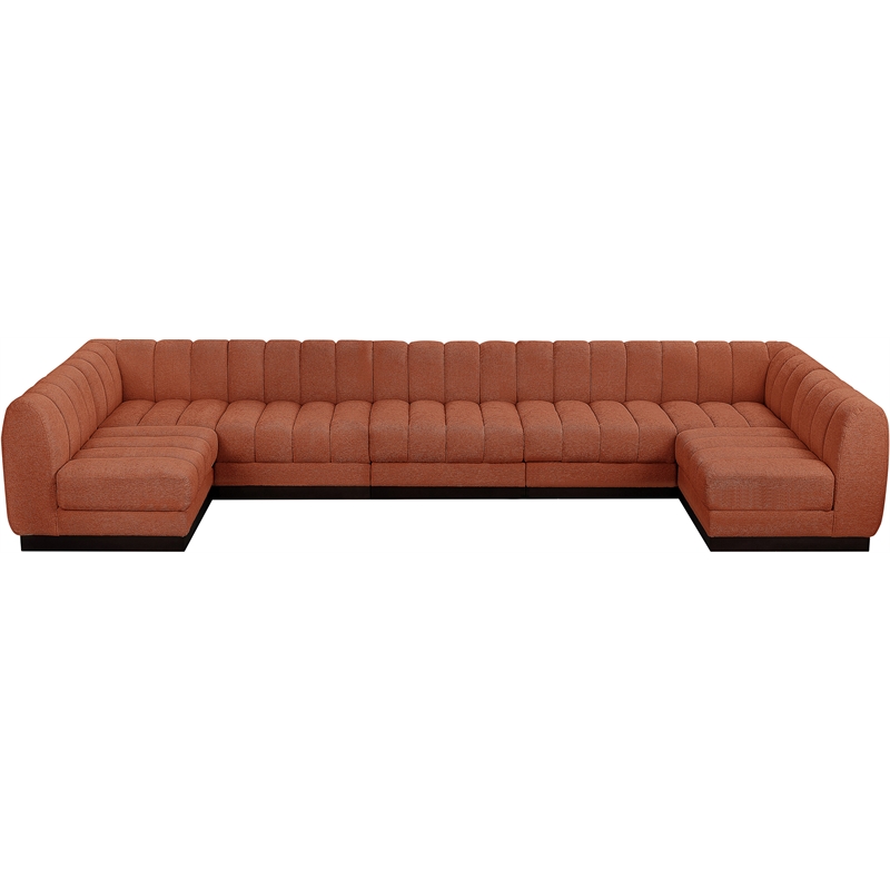 Pemberly Row 7-Piece U-Shaped Contemporary Fabric Modular Sectional in Orange