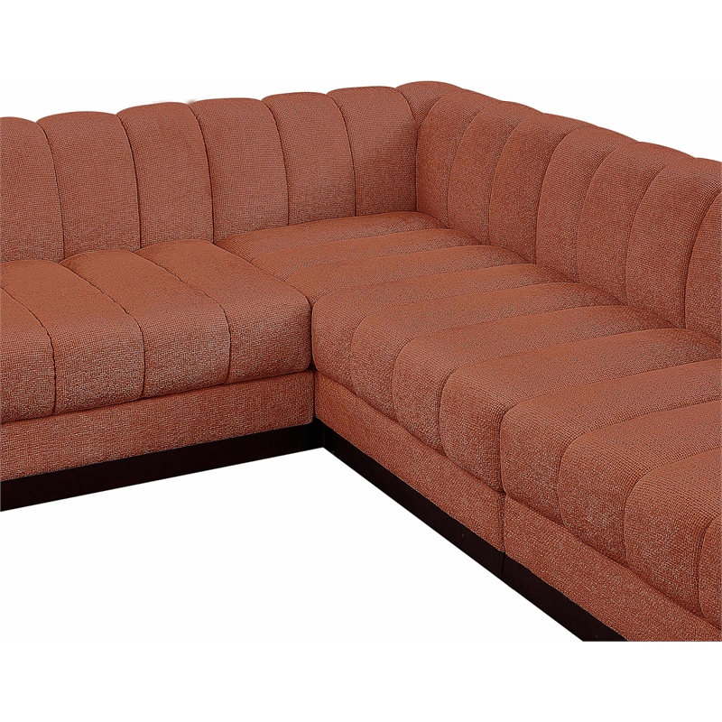 Pemberly Row 7-Piece U-Shaped Contemporary Fabric Modular Sectional in Orange
