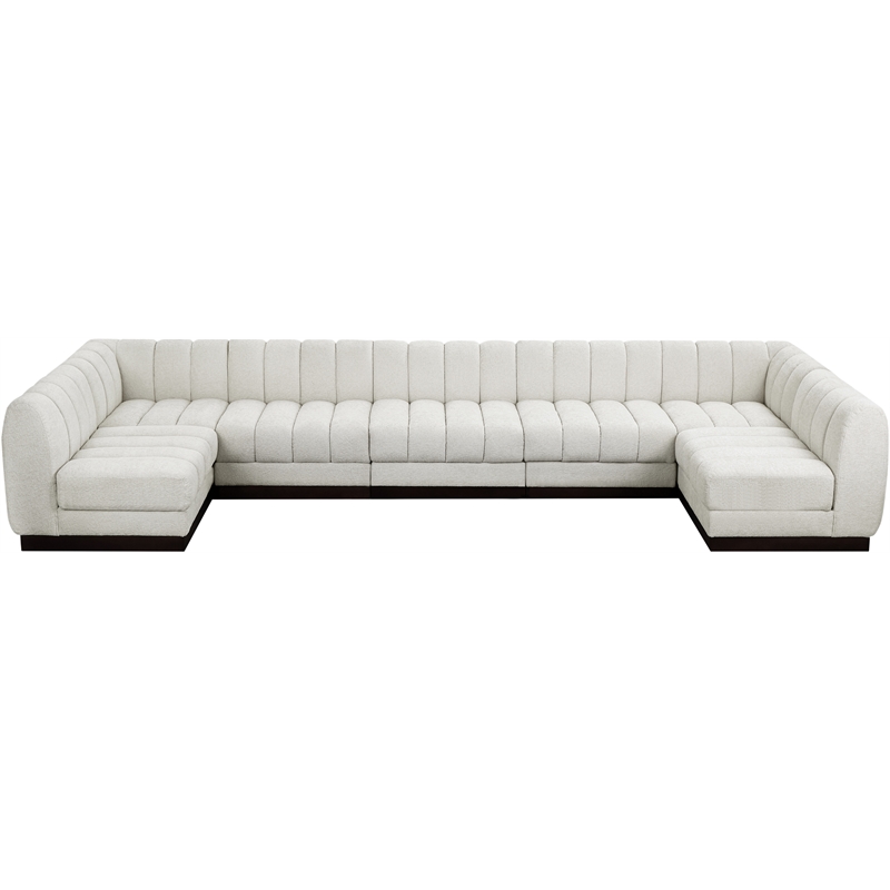Pemberly Row 7-Piece U-Shaped Contemporary Fabric Modular Sectional in Cream