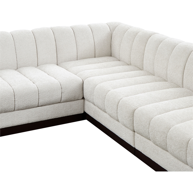 Pemberly Row 7-Piece U-Shaped Contemporary Fabric Modular Sectional in Cream