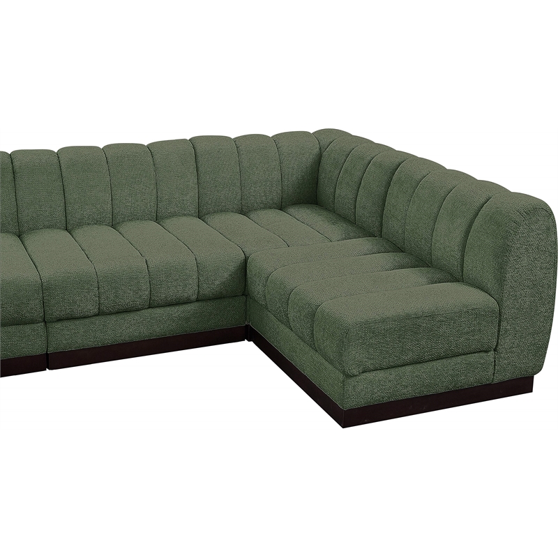 Pemberly Row 7-Piece U-Shaped Contemporary Fabric Modular Sectional in Green