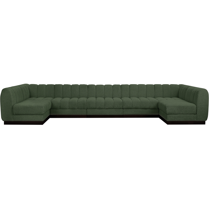 Pemberly Row 7-Piece U-Shaped Contemporary Fabric Modular Sectional in Green