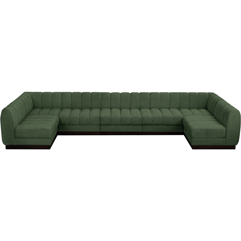 Pemberly Row 7-Piece U-Shaped Contemporary Fabric Modular Sectional in Green