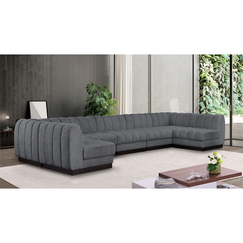 Pemberly Row 7-Piece U-Shaped Contemporary Fabric Modular Sectional in Dark Gray