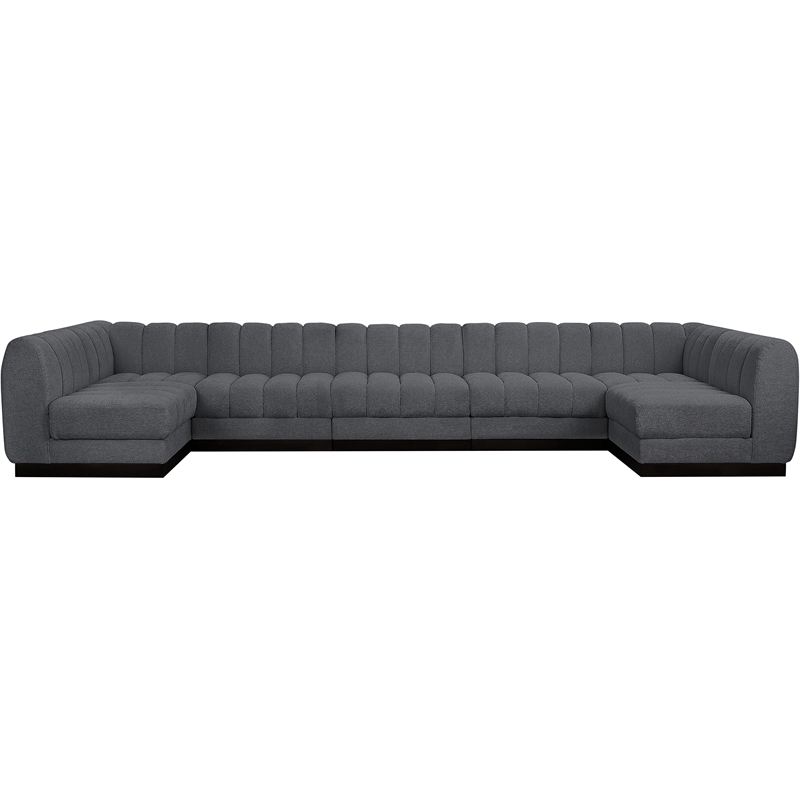 Pemberly Row 7-Piece U-Shaped Contemporary Fabric Modular Sectional in Dark Gray