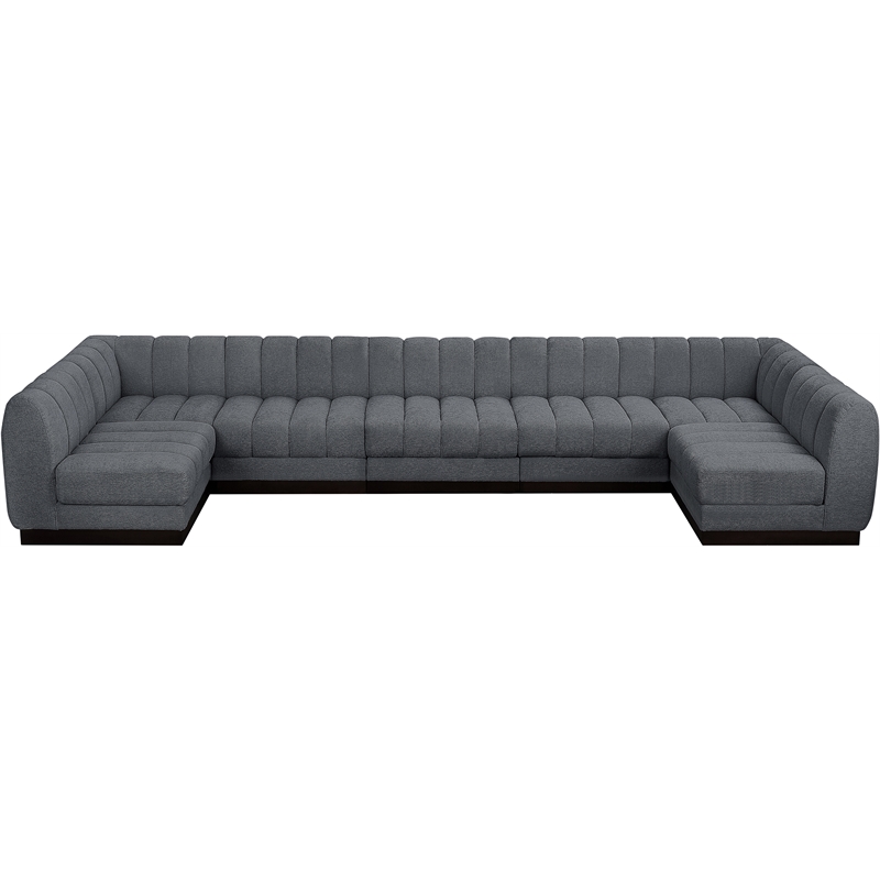 Pemberly Row 7-Piece U-Shaped Contemporary Fabric Modular Sectional in Dark Gray