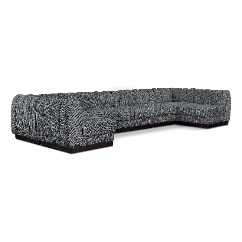 Pemberly Row 7-Piece U-Shaped Contemporary Fabric Modular Sectional in Dark Gray