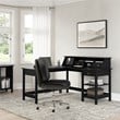 Pemberly Row 60W L Shaped Computer Desk w/ Storage & Organizer in Classic Black