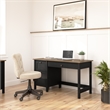 Pemberly Row 54W Computer Desk with Drawers in Vintage Black and Reclaimed Pine