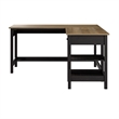 Pemberly Row 60W L Shaped Computer Desk in Vintage Black and Reclaimed Pine