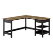 Pemberly Row 60W L Shaped Computer Desk in Vintage Black and Reclaimed Pine