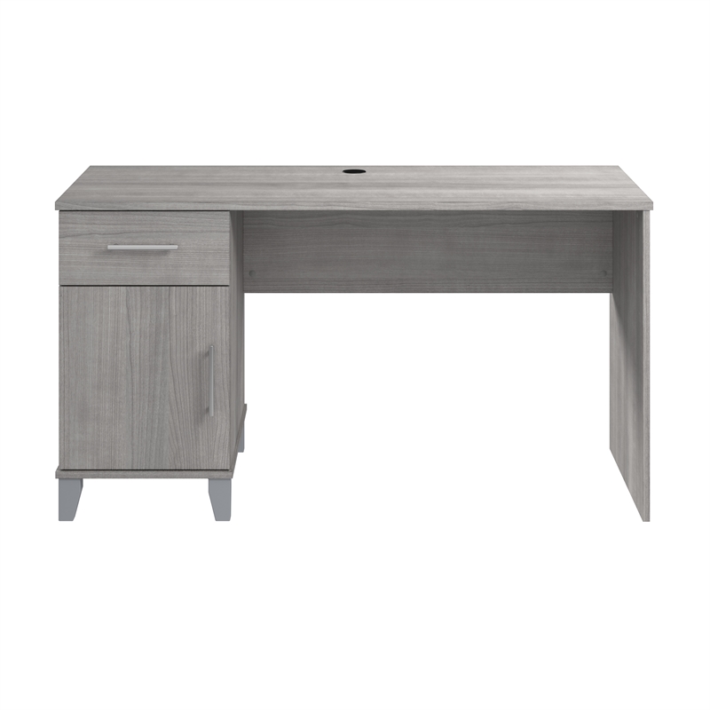 Pemberly Row 54W Office Desk with Drawers in Platinum Gray - Engineered Wood