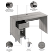 Pemberly Row 54W Office Desk with Drawers in Platinum Gray - Engineered Wood