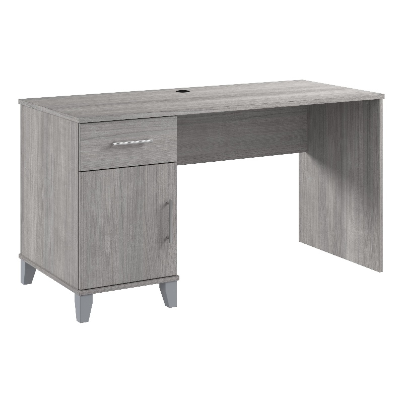 Pemberly Row 54W Office Desk with Drawers in Platinum Gray - Engineered Wood