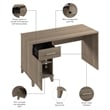Pemberly Row 54W Office Desk with Drawers in Ash Gray - Engineered Wood