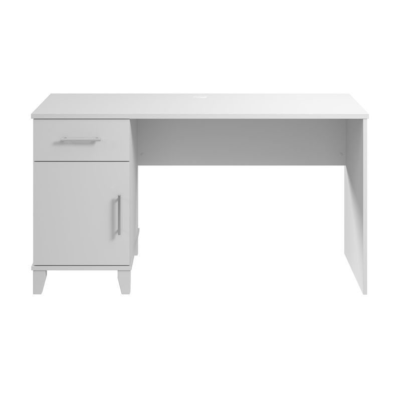 Pemberly Row 54W Office Desk with Drawers in White - Engineered Wood