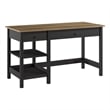 Pemberly Row 54W Computer Desk with Shelves in Vintage Black and Reclaimed Pine