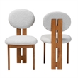 Pemberly Row Gray Boucle Fabric and Brown Wood 2-Piece Dining Chair Set