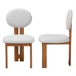 Pemberly Row Gray Boucle Fabric and Brown Wood 2-Piece Dining Chair Set