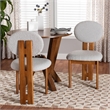 Pemberly Row Gray Boucle Fabric and Brown Wood 2-Piece Dining Chair Set