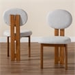 Pemberly Row Gray Boucle Fabric and Brown Wood 2-Piece Dining Chair Set