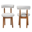Pemberly Row Gray Boucle Fabric and Brown Wood 2-Piece Dining Chair Set