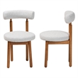 Pemberly Row Gray Boucle Fabric and Brown Wood 2-Piece Dining Chair Set