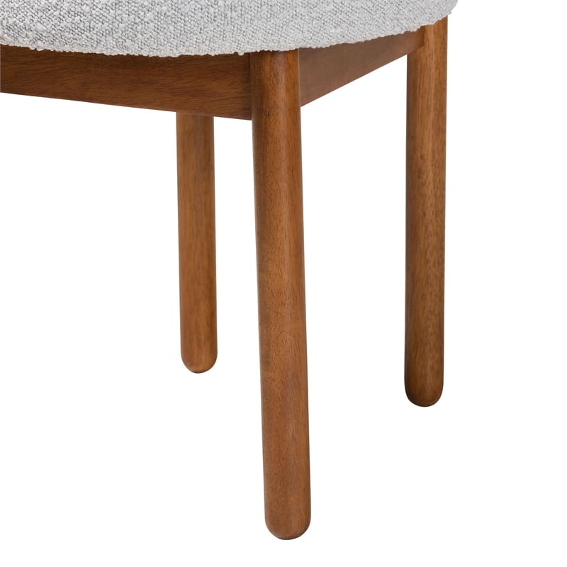 Pemberly Row Gray Boucle Fabric and Brown Wood 2-Piece Dining Chair Set