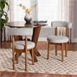 Pemberly Row Gray Boucle Fabric and Brown Wood 2-Piece Dining Chair Set