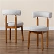 Pemberly Row Gray Boucle Fabric and Brown Wood 2-Piece Dining Chair Set