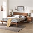 Pemberly Row Walnut Brown Wood and Rattan Full Size 3-Piece Bedroom Set