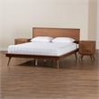 Pemberly Row Walnut Brown Wood and Rattan King Size 3-Piece Bedroom Set