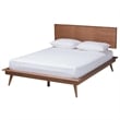 Pemberly Row Walnut Brown Wood and Rattan King Size 3-Piece Bedroom Set