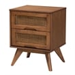 Pemberly Row Walnut Brown Wood and Rattan King Size 3-Piece Bedroom Set