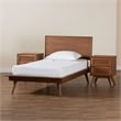 Pemberly Row Walnut Brown Wood and Rattan Twin Size 3-Piece Bedroom Set