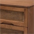 Pemberly Row Walnut Brown Wood and Rattan Twin Size 3-Piece Bedroom Set