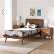 Pemberly Row Walnut Brown Wood and Rattan Twin Size 3-Piece Bedroom Set