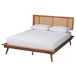 Pemberly Row Walnut Brown Wood and Rattan Full Size 3-Piece Bedroom Set