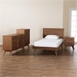 Pemberly Row Walnut Brown Wood and Rattan Twin Size 4-Piece Bedroom Set